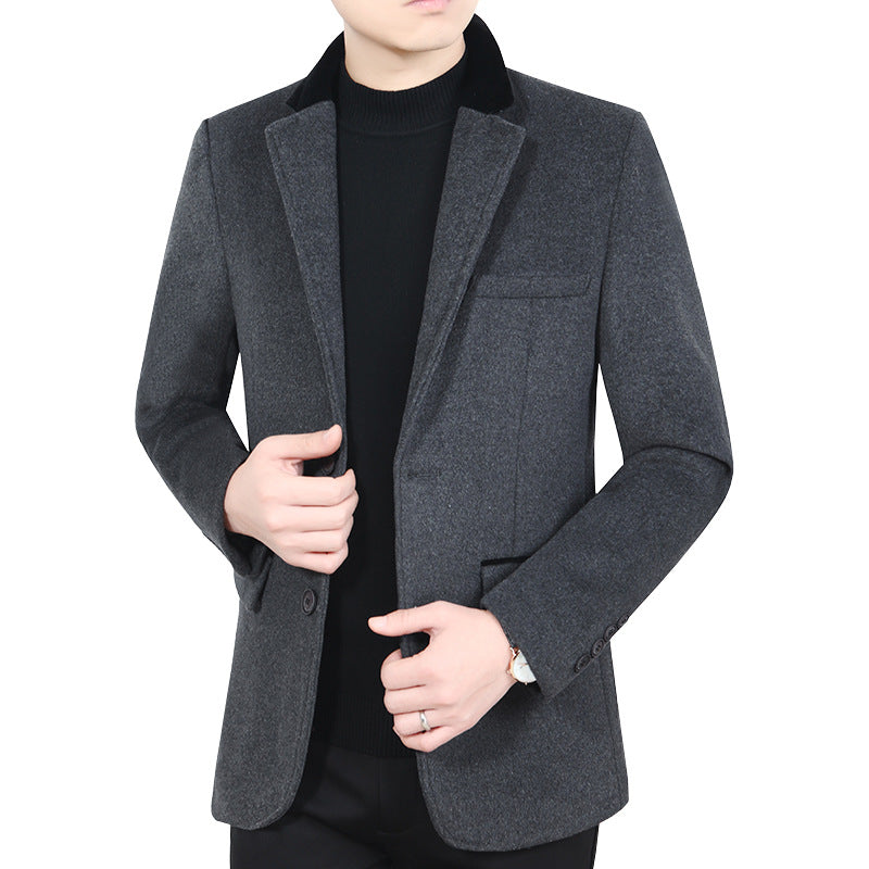 Men's Elegant Wool Blend Blazer with Velvet Collar and Tailored Fit Mune Fashion