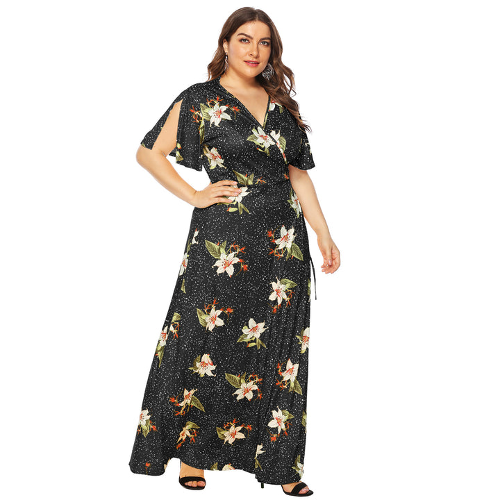 Women's maxi dress with elegant flutter sleeves and deep V-neck Mune Fashion