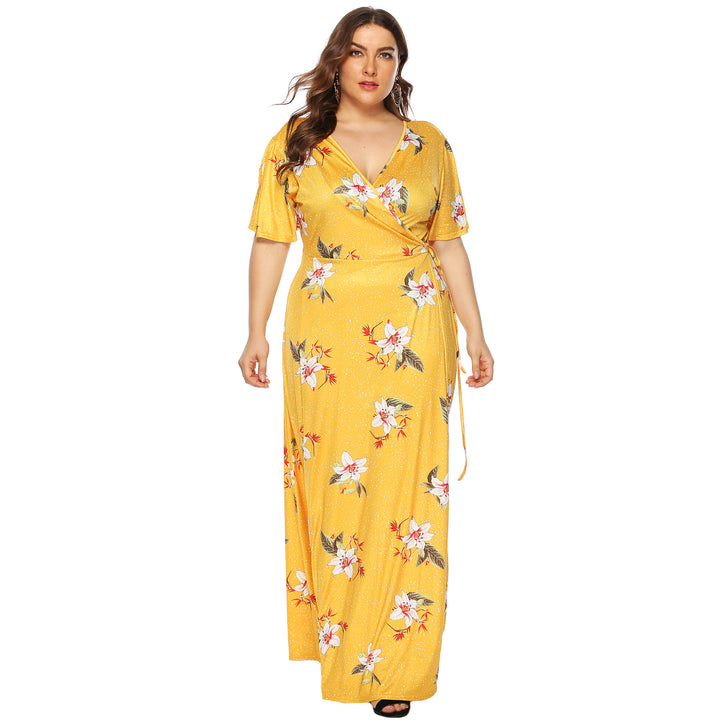 Women's maxi dress with elegant flutter sleeves and deep V-neck Mune Fashion