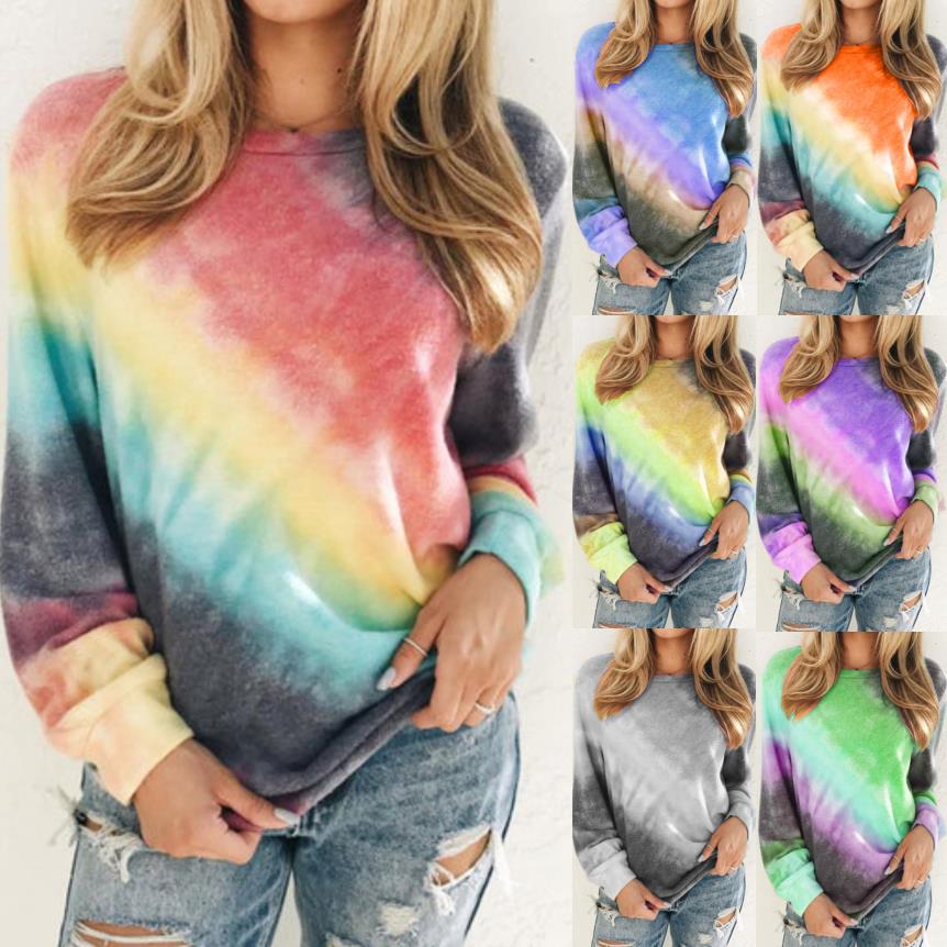 Women's Oversize Tie-Dye Sweatshirt with Crew Neck and Soft Fleece Lining Mune Fashion
