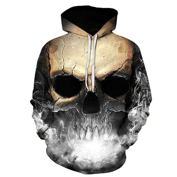 Unisex hoodie with 3D skull print and smoke effect Mune Fashion