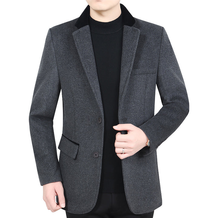Men's Elegant Wool Blend Blazer with Velvet Collar and Tailored Fit Mune Fashion