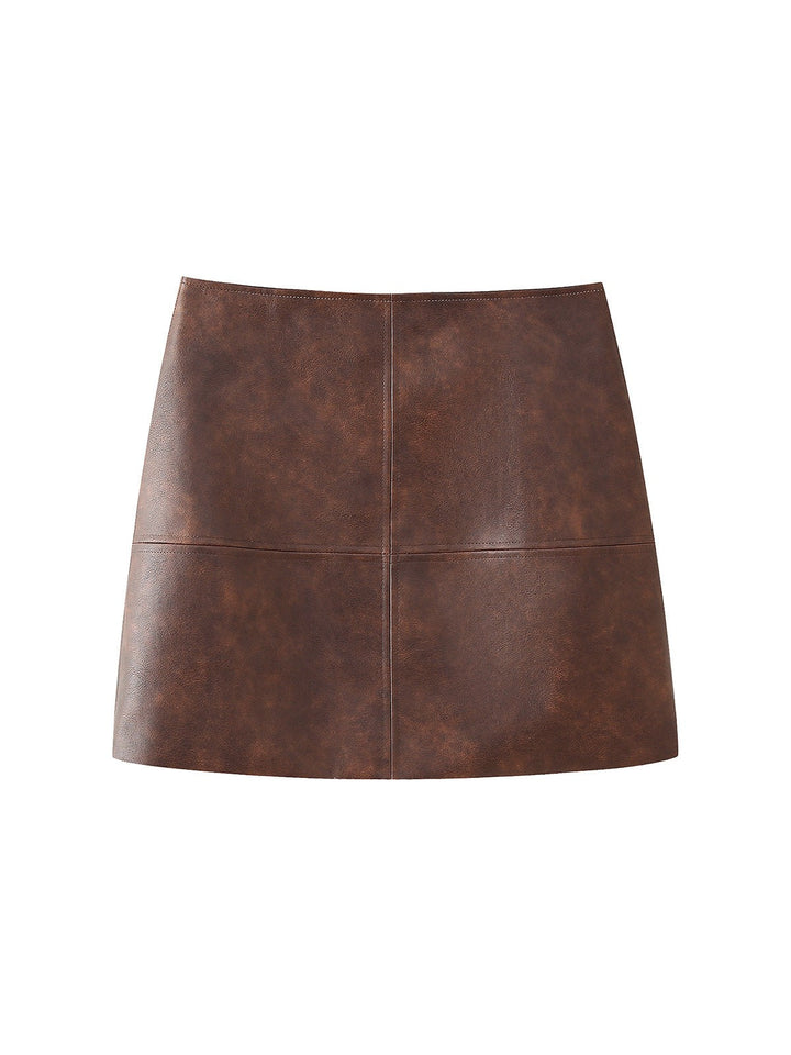 Mune | Leather Jacket & Short Skirt Coordination Set
