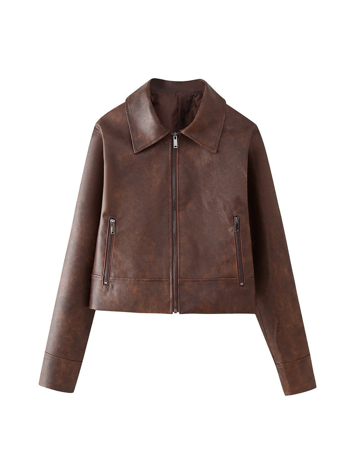 Mune | Leather Jacket & Short Skirt Coordination Set