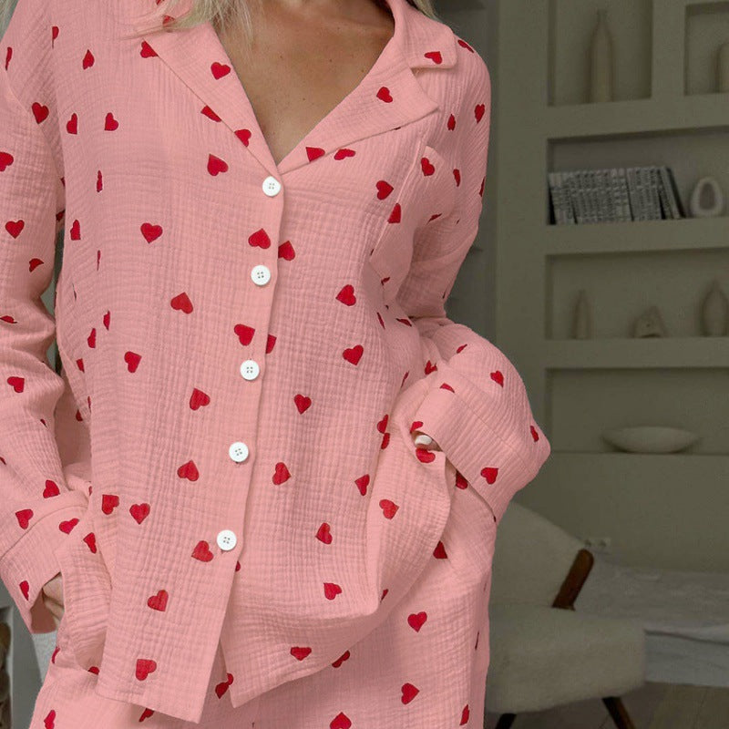 Women's Pajama Set made of Cotton with Heart Pattern