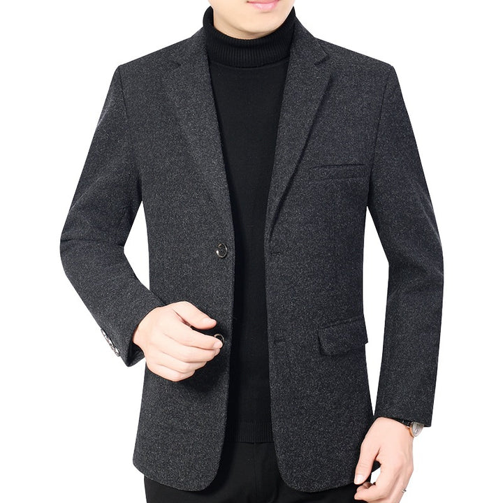 Men's Elegant Wool Blend Blazer with Slim Fit and Notched Lapel Mune Fashion
