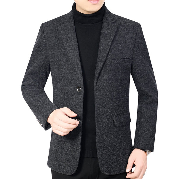 Men's Elegant Wool Blend Blazer with Slim Fit and Notched Lapel Mune Fashion