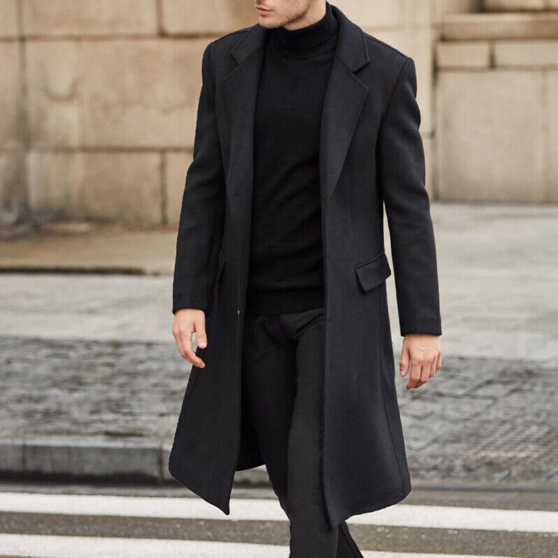 Men's Elegant Single-Breasted City Coat with Notched Collar and Flap Pockets Mune Fashion