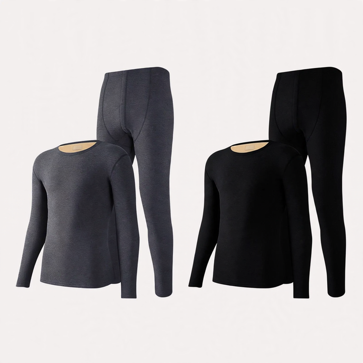 Men's thermal underwear set, padded, round neck