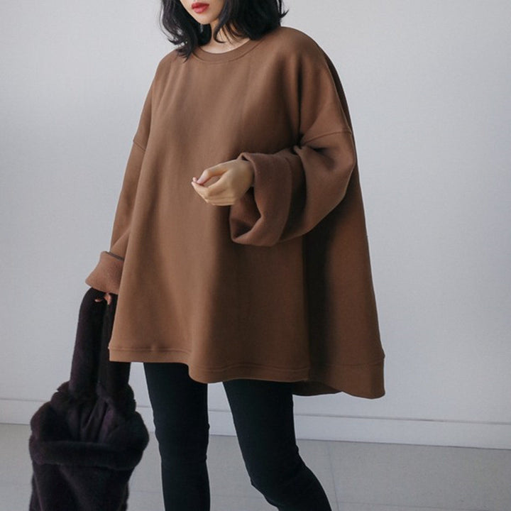 Ladies Oversized Fleece Sweatshirt with Extended Back and Dropped Shoulders Mune Fashion