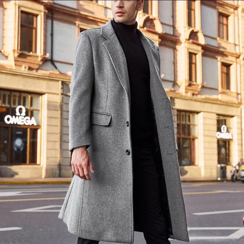 Men's Elegant Single-Breasted City Coat with Notched Collar and Flap Pockets Mune Fashion