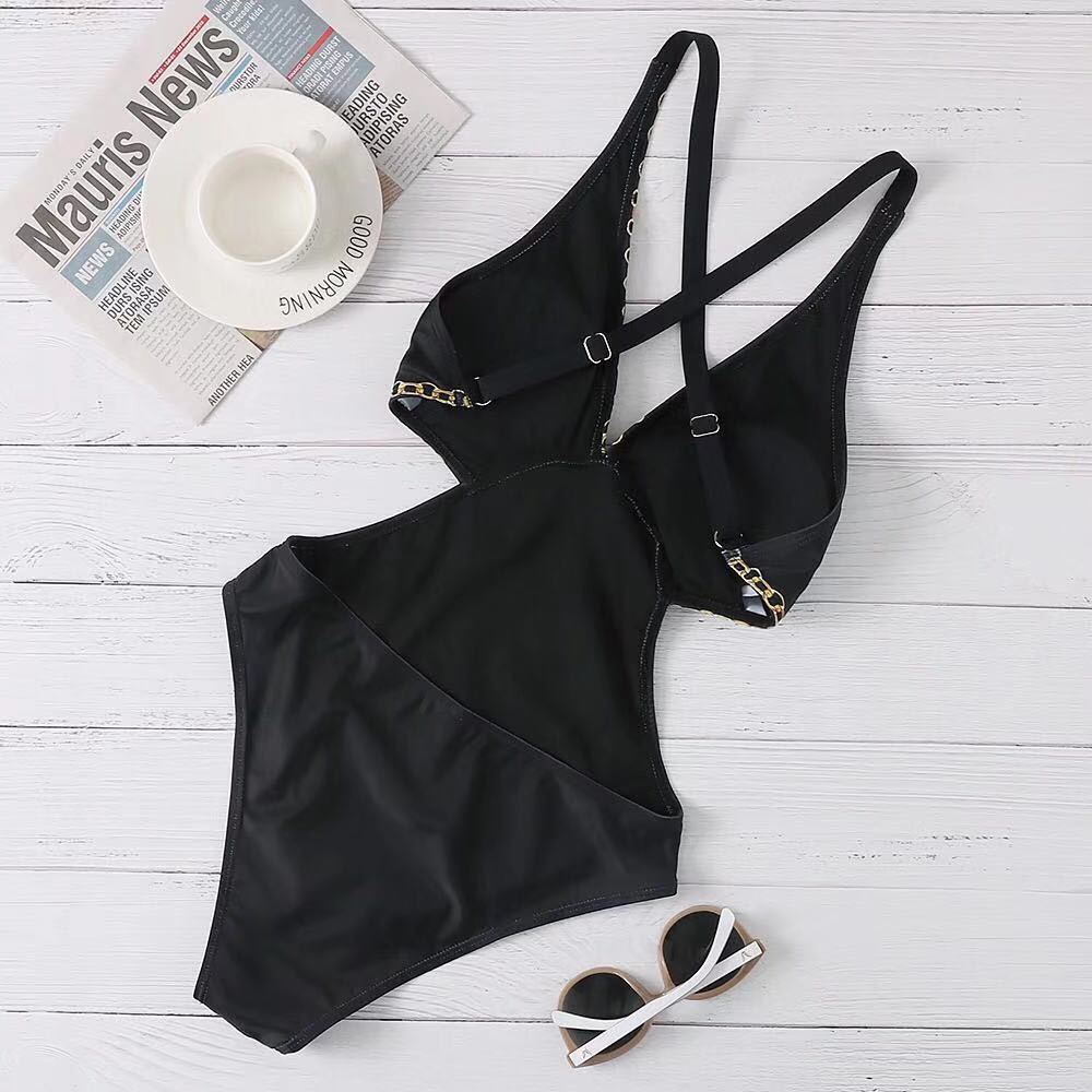 Ladies one-piece swimsuit with intricate design and adjustable straps Mune Fashion