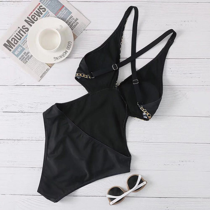 Ladies one-piece swimsuit with intricate design and adjustable straps Mune Fashion