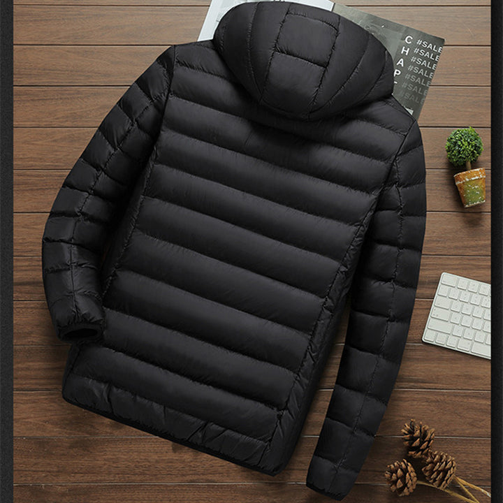 Men's Lightweight Quilted Hooded Jacket with Thermal Lining and Zipper Pockets Mune Fashion