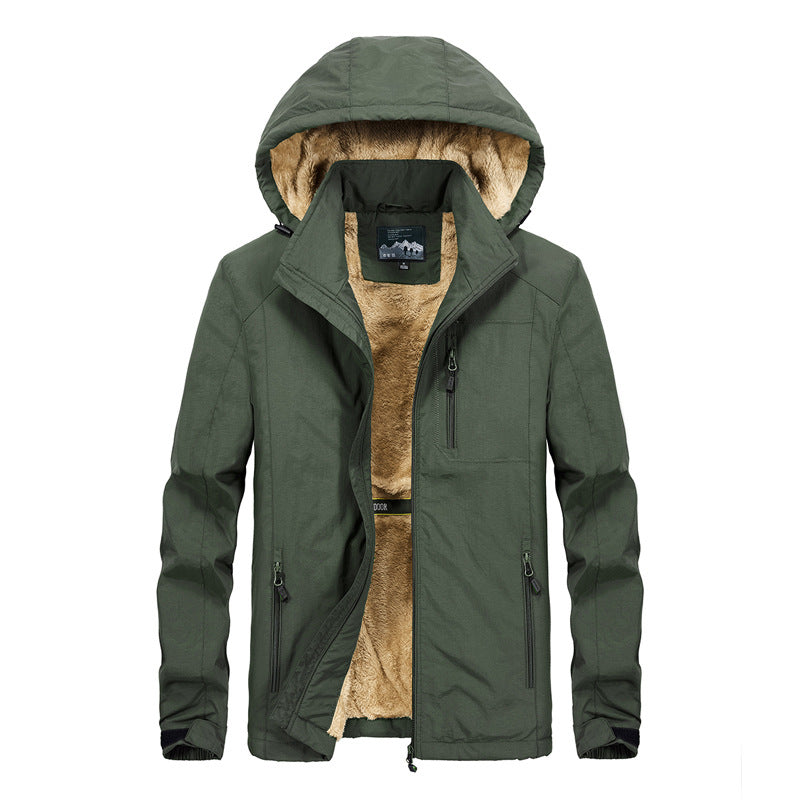 Men's Utility Hooded Jacket with Full Zip and Warm Faux Fur Lining Mune Fashion