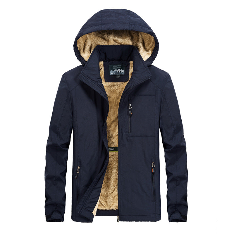 Men's Utility Hooded Jacket with Full Zip and Warm Faux Fur Lining Mune Fashion