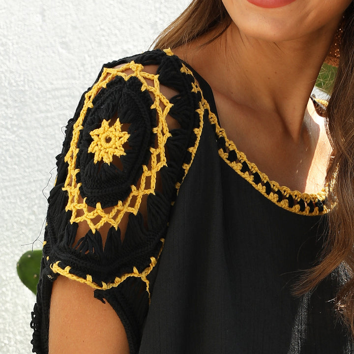 Women's airy beach overall with decorative crochet pattern Mune Fashion