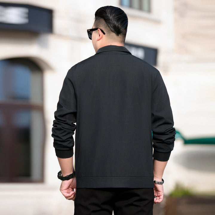 Men's Lightweight Casual Jacket with Zipper and Stand Collar Mune Fashion