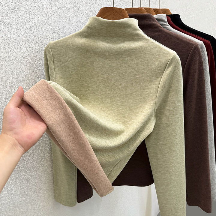 Wool blend turtleneck sweater with thermal lining