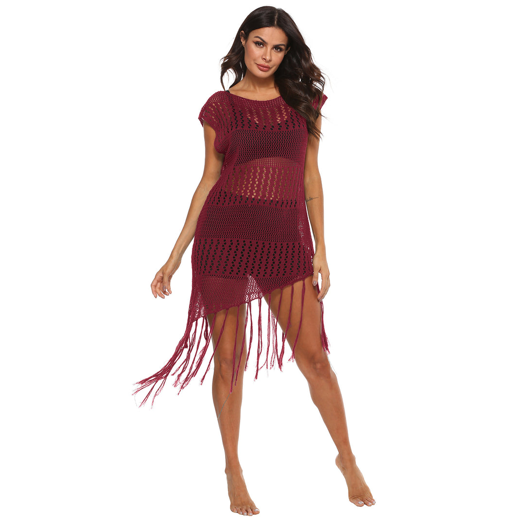 Women's beach dress with fringes and net design Mune Fashion
