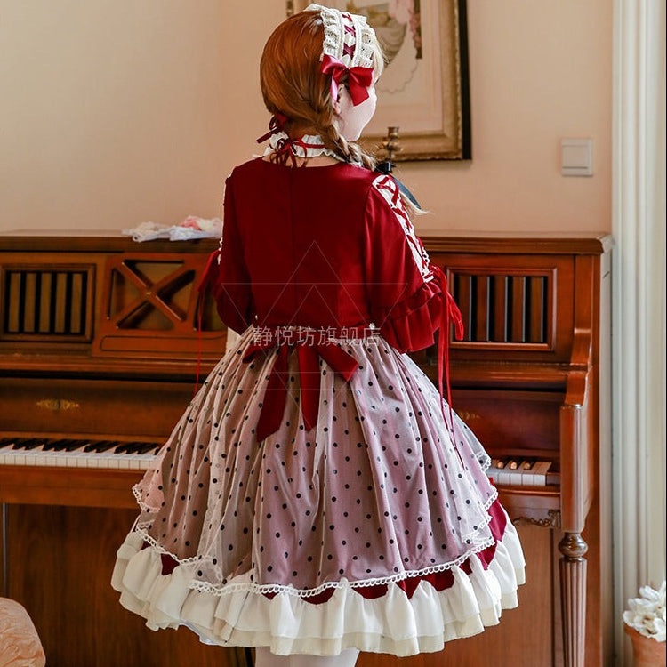 Women's Lolita dress with fancy ruffle details and bows Mune Fashion