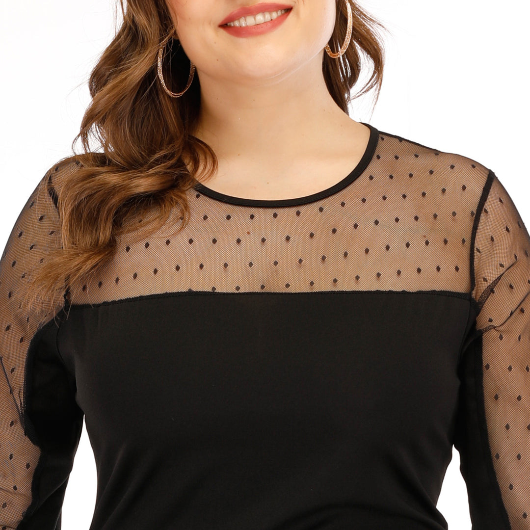 Women's dress with transparent puff sleeves and polka dot pattern Mune Fashion