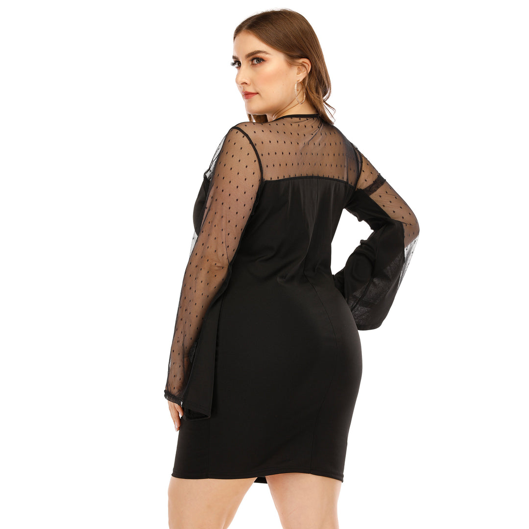 Women's dress with transparent puff sleeves and polka dot pattern Mune Fashion