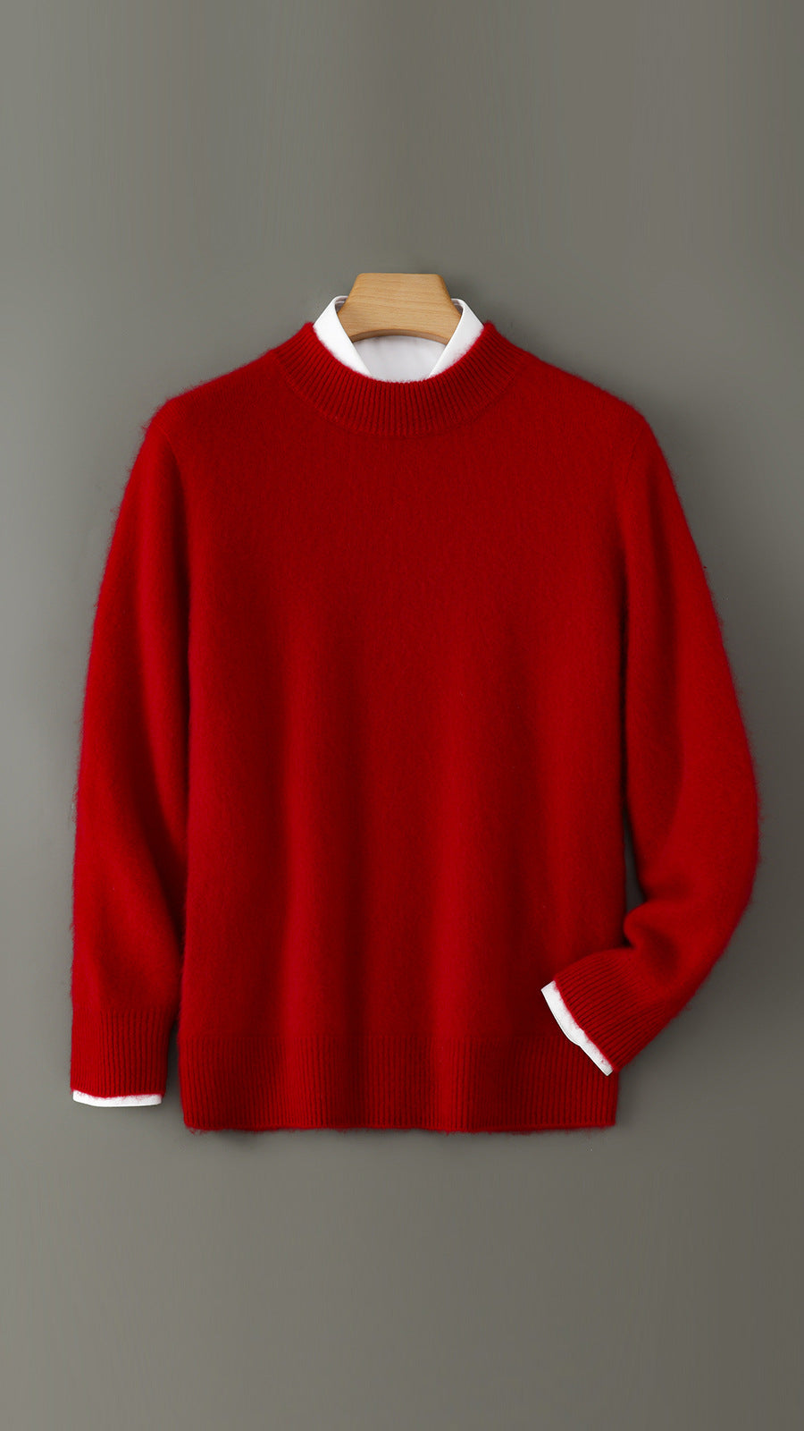 Men's Wool Sweater, Crew Neck, Solid Color, Business Casual