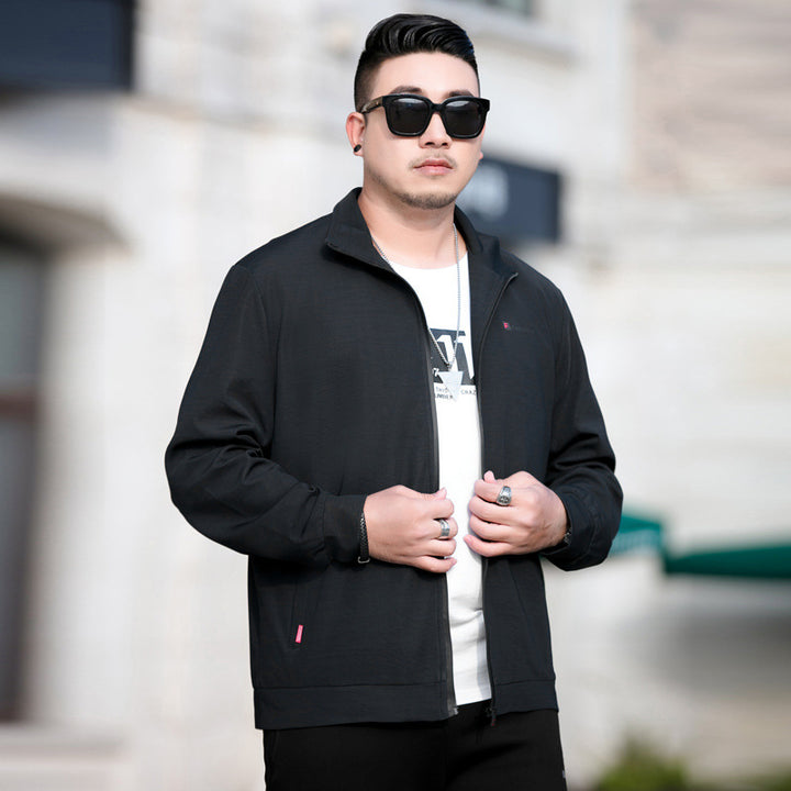 Men's Lightweight Casual Jacket with Zipper and Stand Collar Mune Fashion
