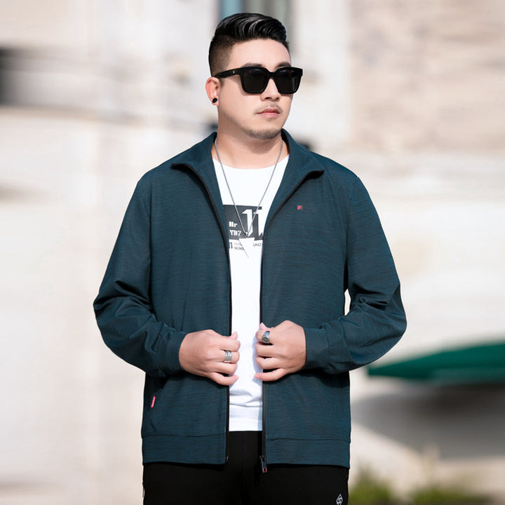 Men's Lightweight Casual Jacket with Zipper and Stand Collar Mune Fashion