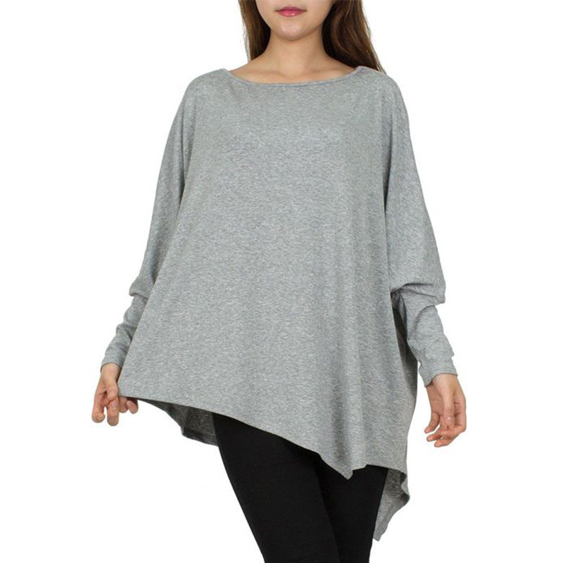 Women's Oversize Tunic with Asymmetrical Hem and Long Sleeves Mune Fashion