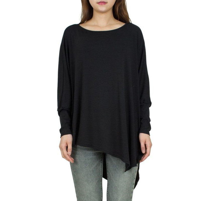 Women's Oversize Tunic with Asymmetrical Hem and Long Sleeves Mune Fashion
