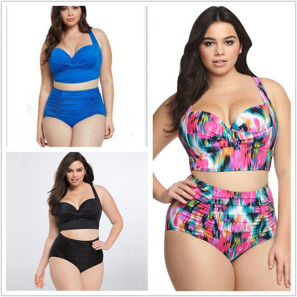 Women's High-Waisted Bikini Set with Elegant Gathering Mune Fashion