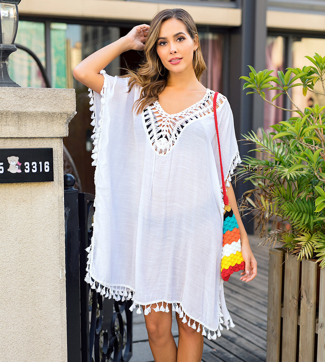 Women's airy kaftan with fringes Mune Fashion