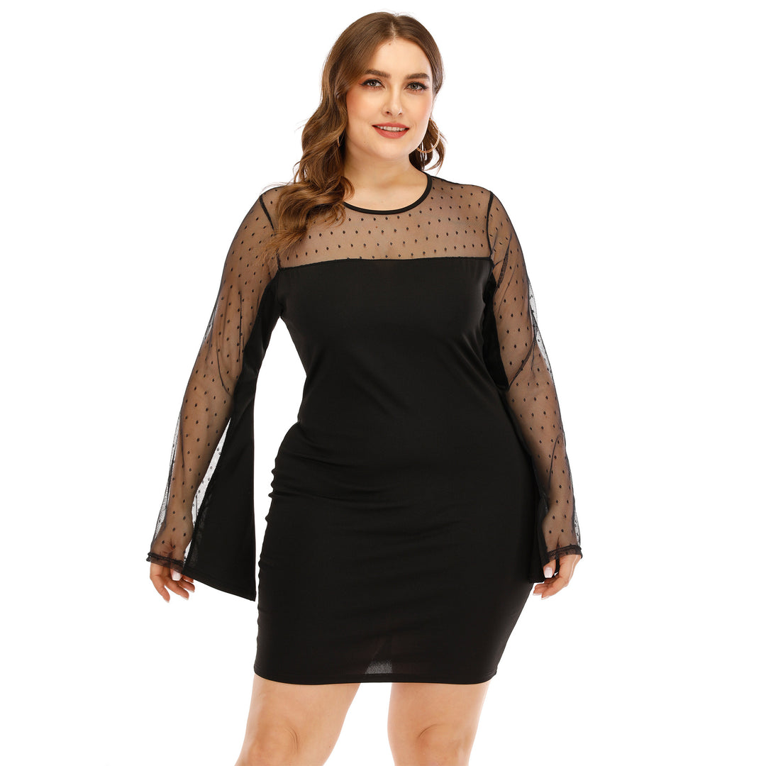 Women's dress with transparent puff sleeves and polka dot pattern Mune Fashion
