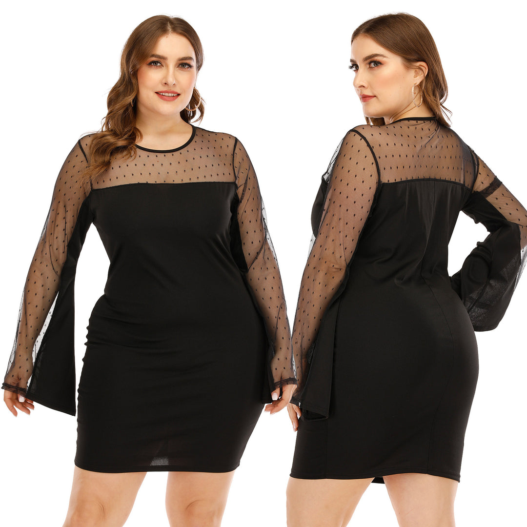 Women's dress with transparent puff sleeves and polka dot pattern Mune Fashion