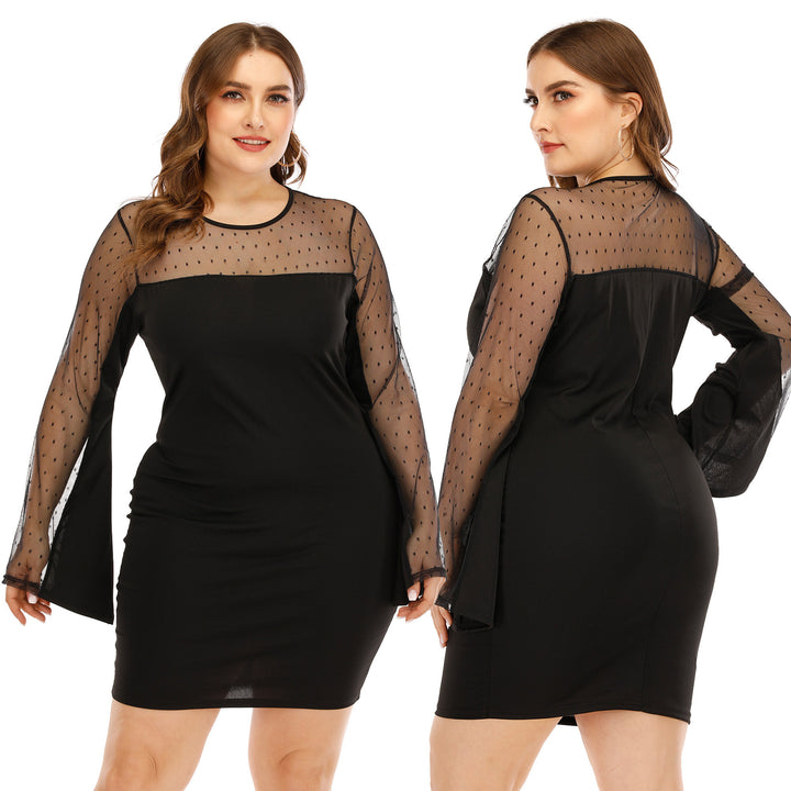 Women's dress with transparent puff sleeves and polka dot pattern Mune Fashion
