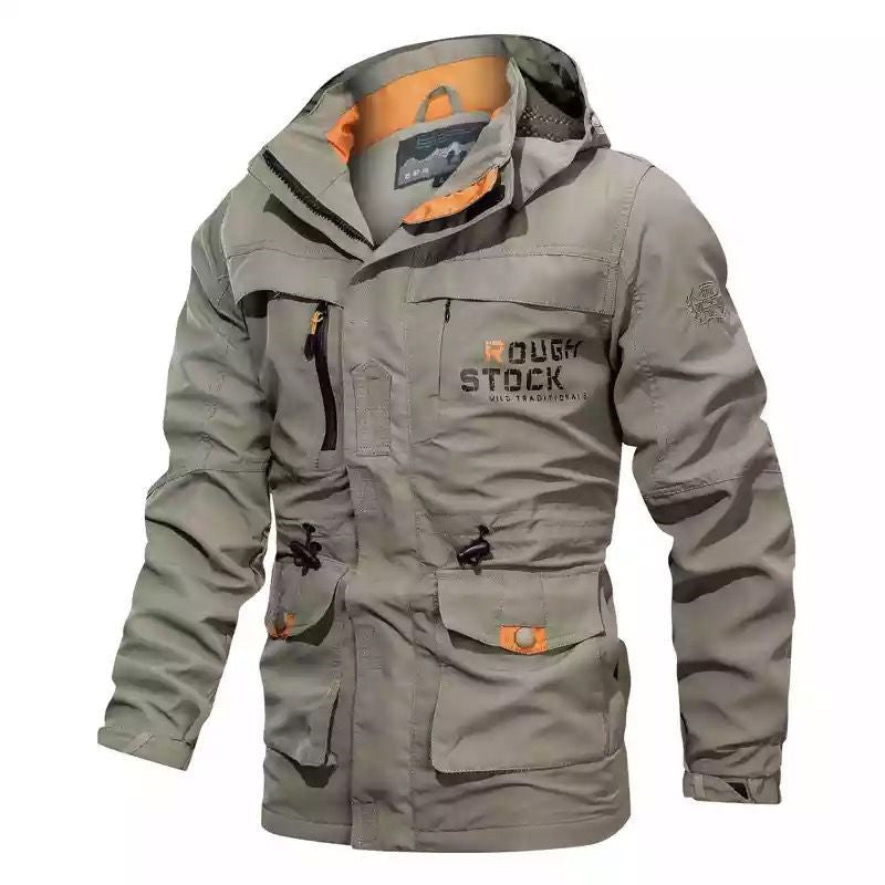 Men's Utility Field Parka with Hood, Multifunctional Pockets and Adjustable Waist Drawstring Mune Fashion