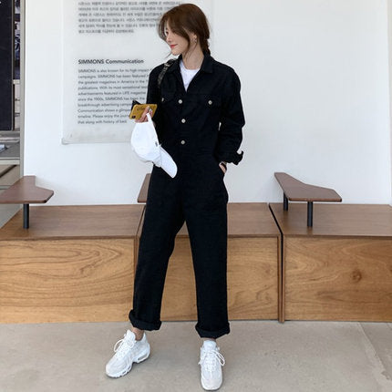 Women's Loose Utility Shirt Overall made of Cotton Blend with Shirt Collar and Patch Pockets Mune Fashion