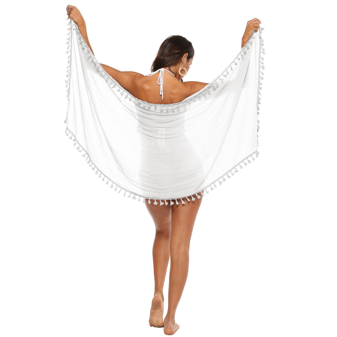 Women's airy beach sarong with playful tassels Mune Fashion