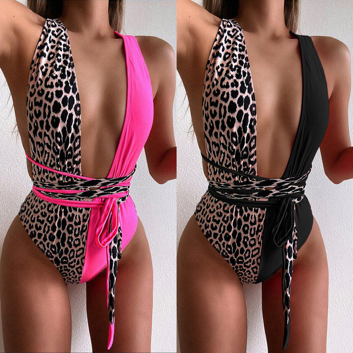 Women One-Piece Swimsuit with Exciting Cross-Body Design Mune Fashion