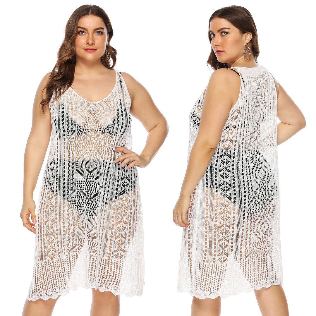 Women's crocheted beach cover-up with floral design Mune Fashion