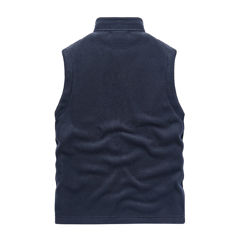 Men's Fleece Utility Vest with Full Zip, Stand Collar and Zip Pockets Mune Fashion