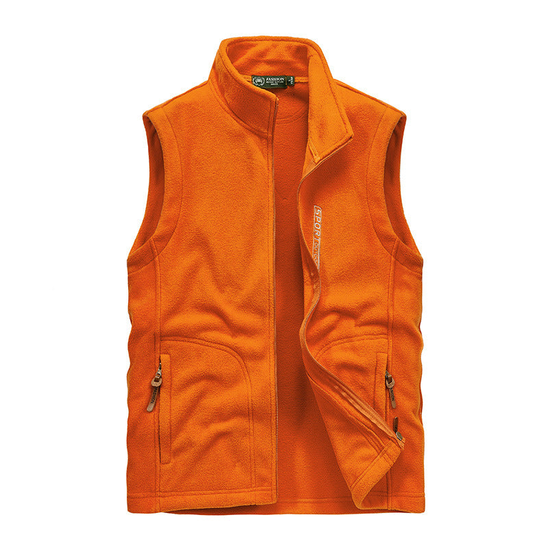 Men's Fleece Utility Vest with Full Zip, Stand Collar and Zip Pockets Mune Fashion
