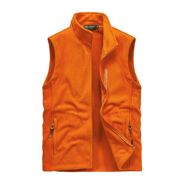 Men's Fleece Utility Vest with Full Zip, Stand Collar and Zip Pockets Mune Fashion