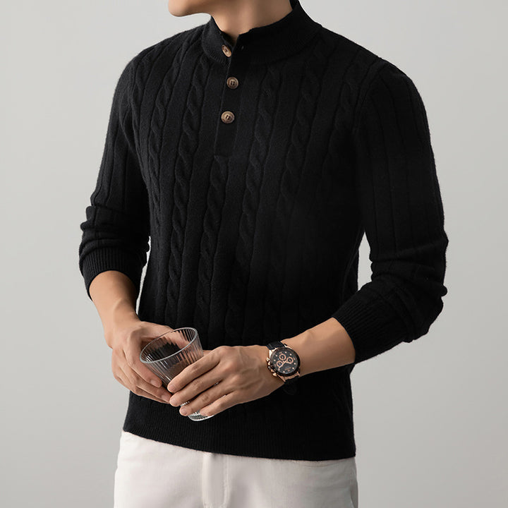 Heavy knit cardigan with textured pattern