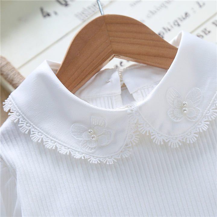 Women's festive blouse with tulle sleeves and embroidered collar Mune Fashion