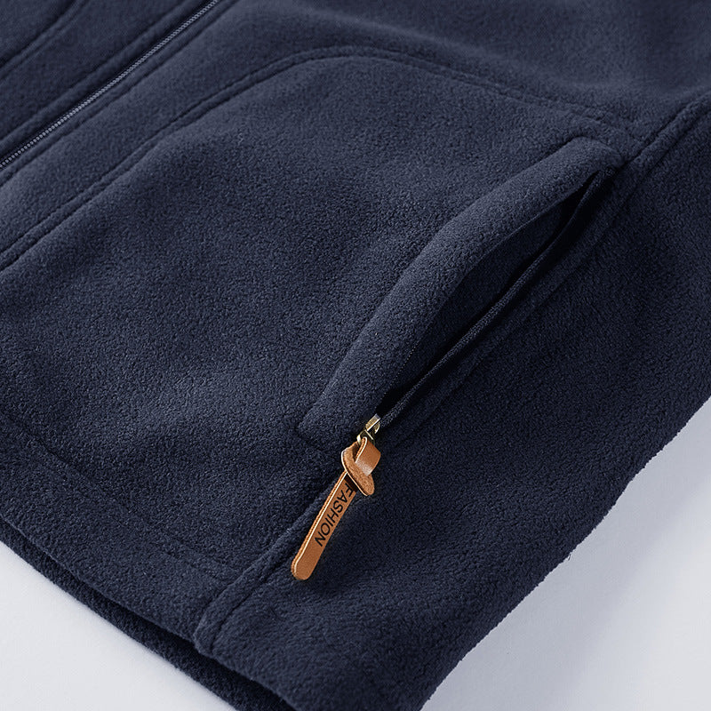 Men's Lightweight Fleece Vest with Stand-Up Collar, Zipper and Hidden Side Pockets Mune Fashion