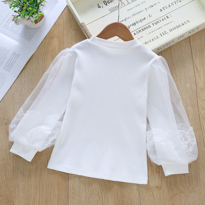 Women's blouse with transparent tulle sleeves and fine embroidery Mune Fashion