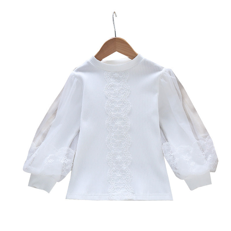 Women's blouse with transparent tulle sleeves and fine embroidery Mune Fashion